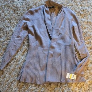 Karen Scott Purple Ribbed Cardigan Sweater